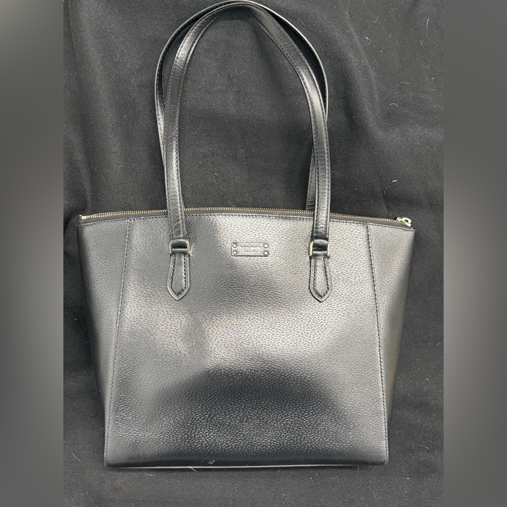 Kate Spade New York Black pebbled leather tote bag-zip top, structured work bag